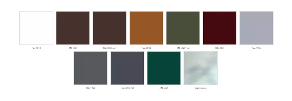 Vzorník barev pro přístřešky